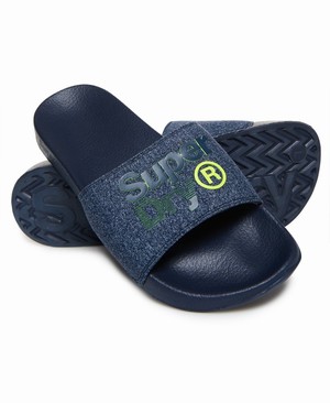 Superdry Lineman Pool Férfi Papucs Sötétkék/Világos Zöld | GHMZT9718